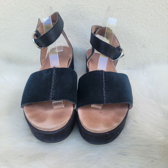 UGG Shoes - UGG Chapala Platform Ankle Strap Sandal Size 10 Black Suede Leather Flat Form